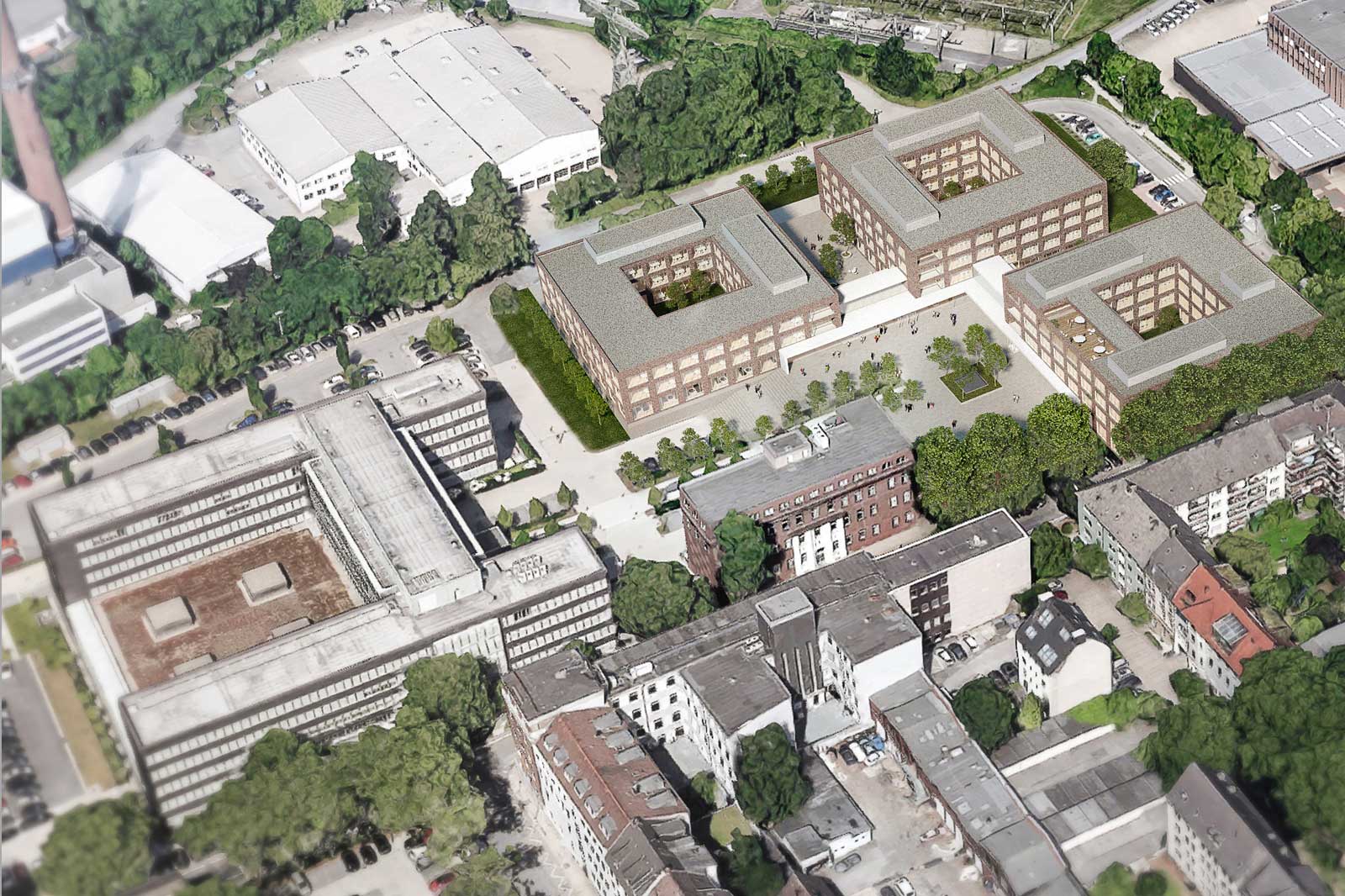 Simulation of the RWE Campus in Essen, from 2020